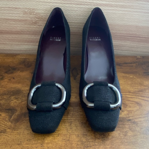 Stuart Weitzman Black Embossed Pum size 8 - Picture 7 of 10